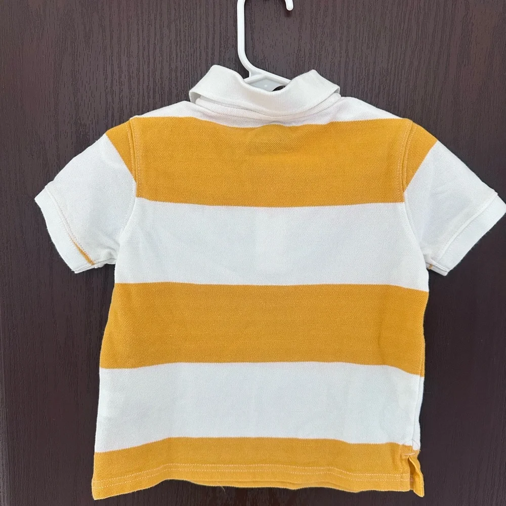 3/$25 GAP Toddler Polo Shirt 2T Yellow White Stripe Classic Logo Shirt